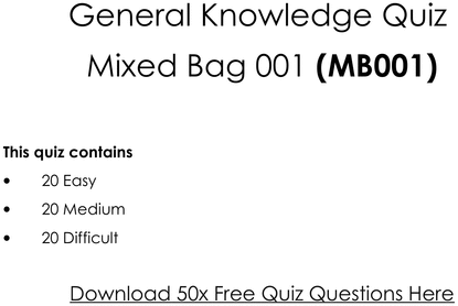 Product picture General Knowledge Quiz Questions MB001